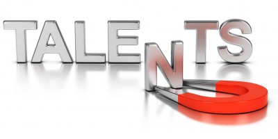 53292900 - talent acquisition illustration concept, letter n attracted and retained by a magnet over white background